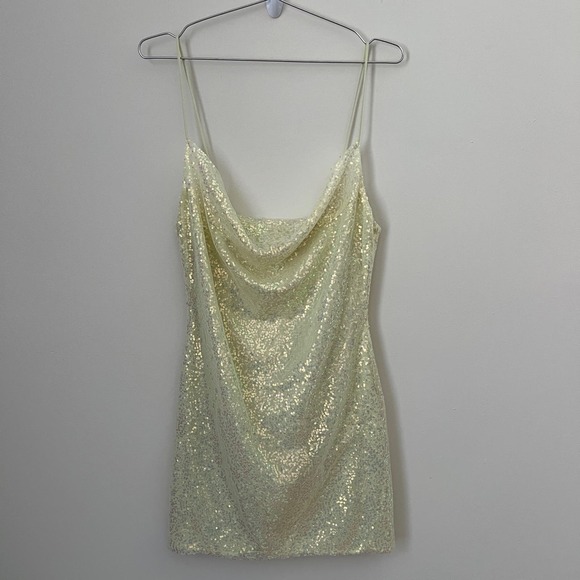 Lucy in the Sky Dresses & Skirts - Lucy in the Sky Iridescent Sequin Slip Dress in Yellow Size L